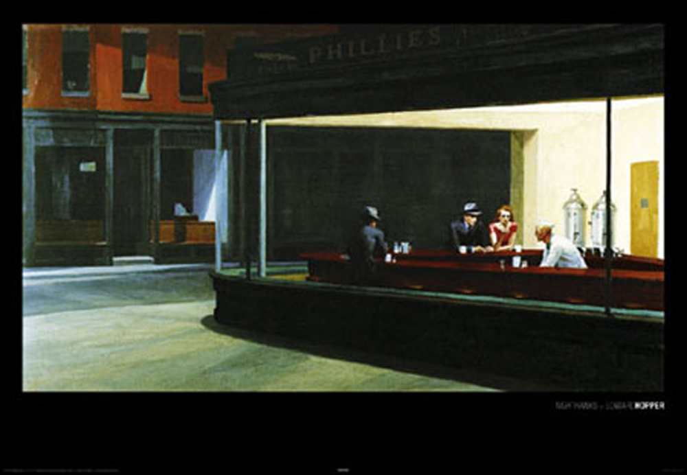 Hopper, Edward Nighthawks Bar Poster Druck + Rahmen Kunststoff