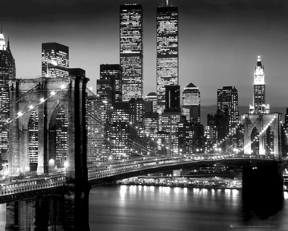 New York Manhattan Schwarz und Weiß Brücke - Plakat + 20 St Tesa